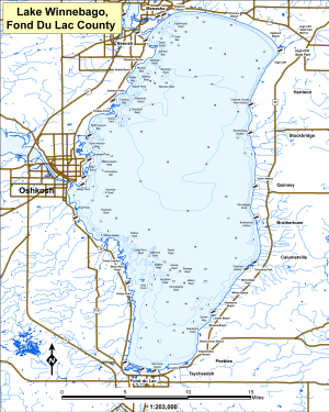 Lake Winnebago Topographical Lake Map