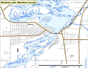 Mosinee Flowage Topographical Lake Map