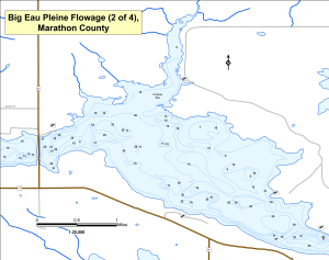 Big Eau Pleine Flowage (2 of 4) Topographical Lake Map