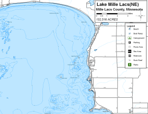 Mille Lacs Lake (NE) Topographical Lake Map