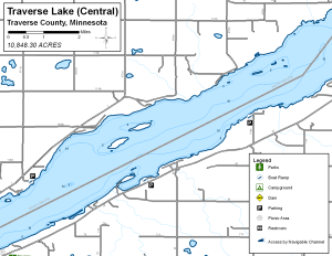 Traverse Lake (Central) Topographical Lake Map