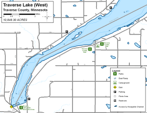 Traverse Lake (West) Topographical Lake Map
