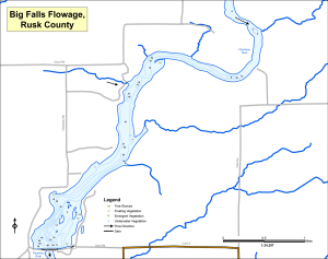 Big Falls Flowage Topographical Lake Map