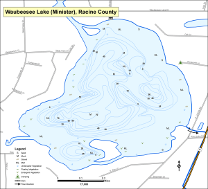 Waubeesee Lake (Minister) Topographical Lake Map