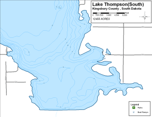 Lake Thompson - South Topographical Lake Map