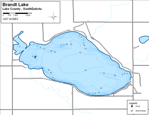 Brandt Lake Topographical Lake Map