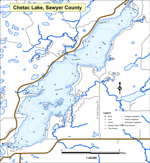 Chetac Lake Topographical Lake Map