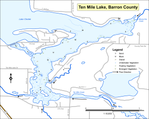 Tenmile Lake Topographical Lake Map
